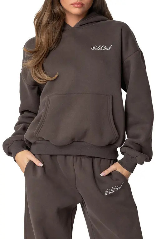 We're Edikted Logo Hoodie in Dark-Gray at Nordstrom, Size Medium | Nordstrom