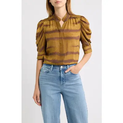 FRAME The Gillian Silk Top in Light Tiger Multi at Nordstrom, Size Large | Nordstrom
