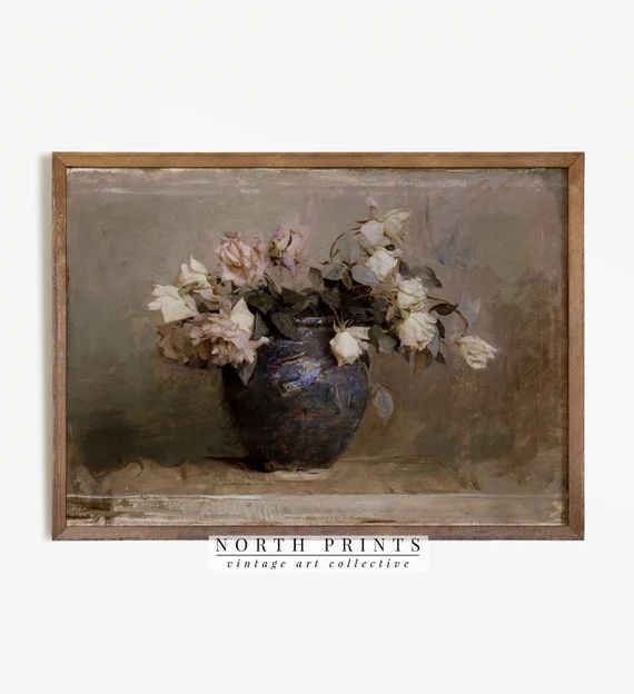 Flower Painting | Vintage Botanical Still Life Print | Rustic European PRINTABLE Digital Wall Art... | Etsy (CAD)