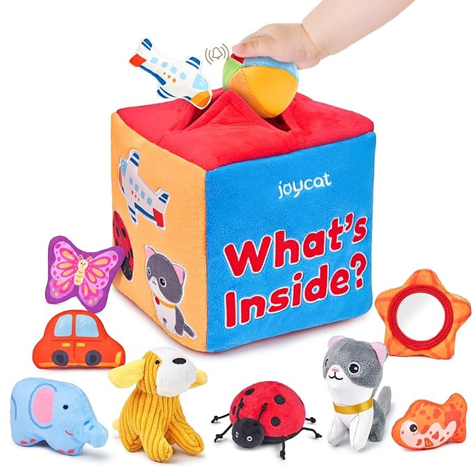 JoyCat Baby Toys 6-12 Months - Mystery Soft Box with 10 Sensory Objects, Rattle, Crinkle Paper, M... | Amazon (US)