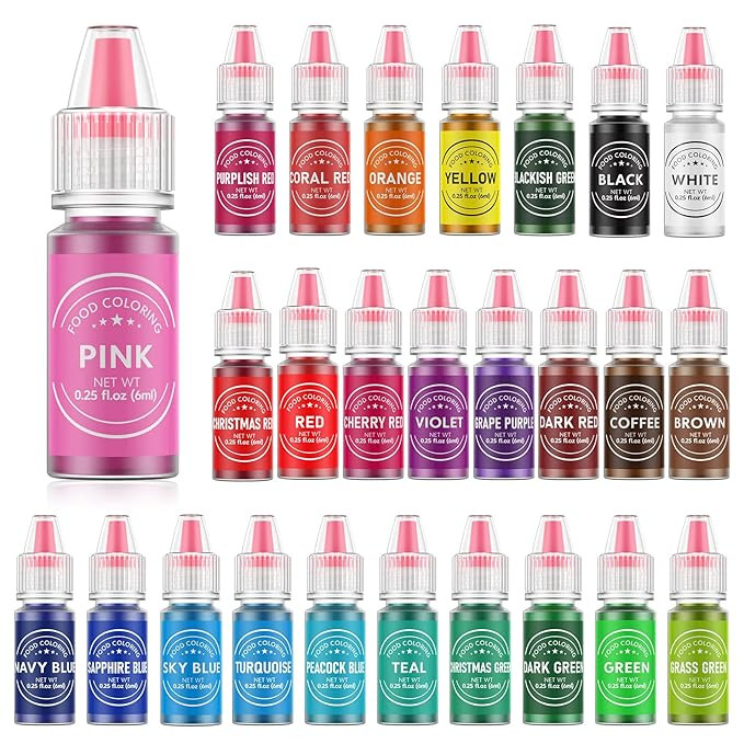 Food Coloring for Baking - 26 Vibrant Cake Coloring Liquid Set for Dessert Decorating, Food Grade... | Amazon (US)
