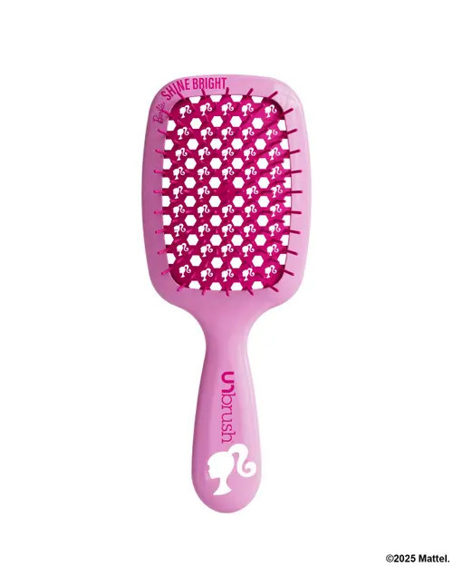 Luxury Brands LLC Unbrush Barbie Mini Detangling Brush in Bright Medium Pink at Nordstrom | Nordstrom