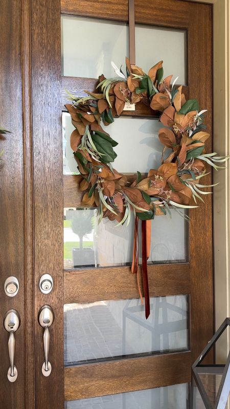 Gorgeous fall wreaths!! Buy them before they sell out and save them for the fall months!! Love the magnolia leaves and brown ribbon. New from the Studio  McGee line at Target

#LTKFindsUnder100 #LTKHome #LTKVideo
