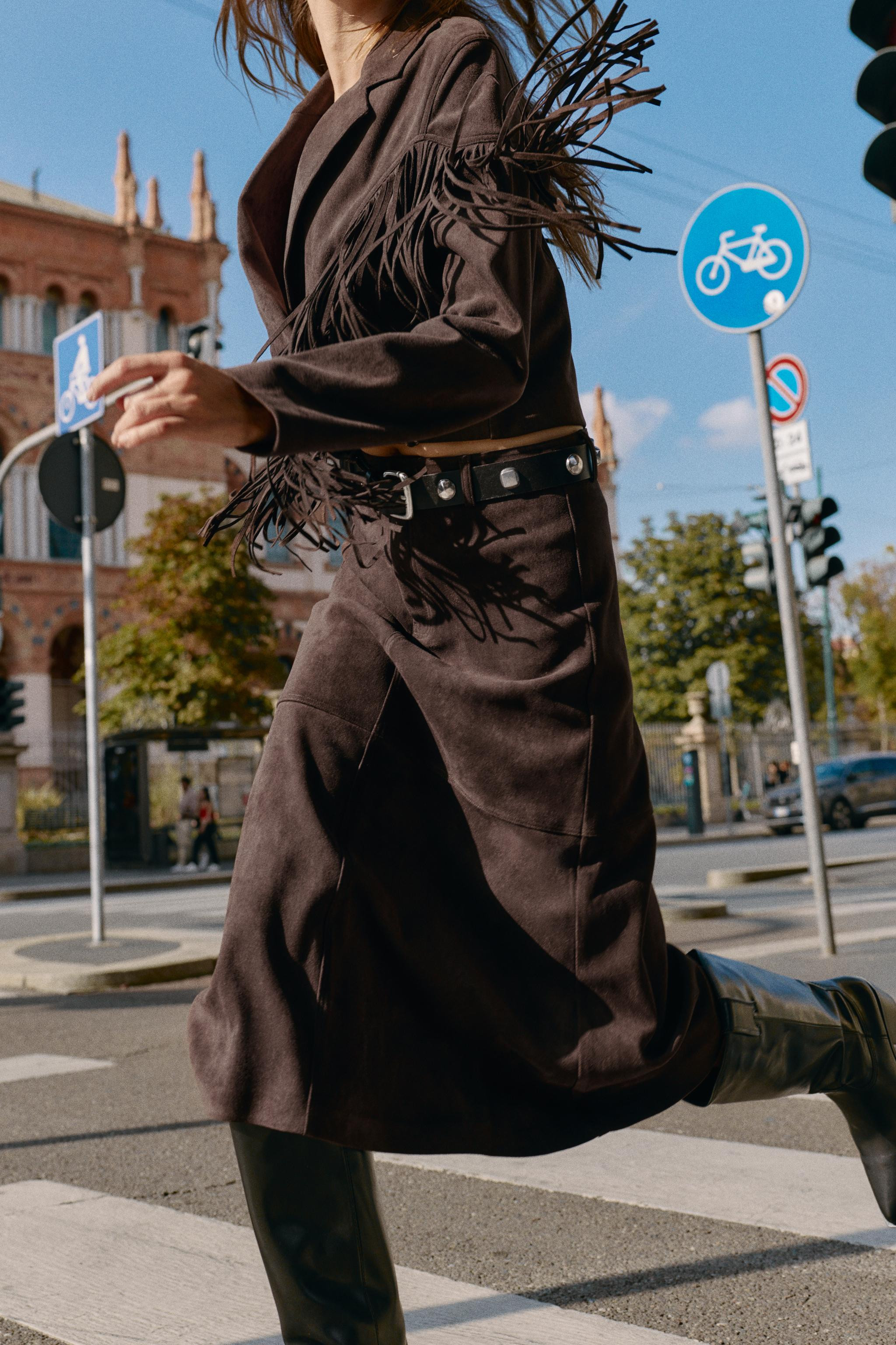 FAUX SUEDE MIDI SKIRT | Zara US