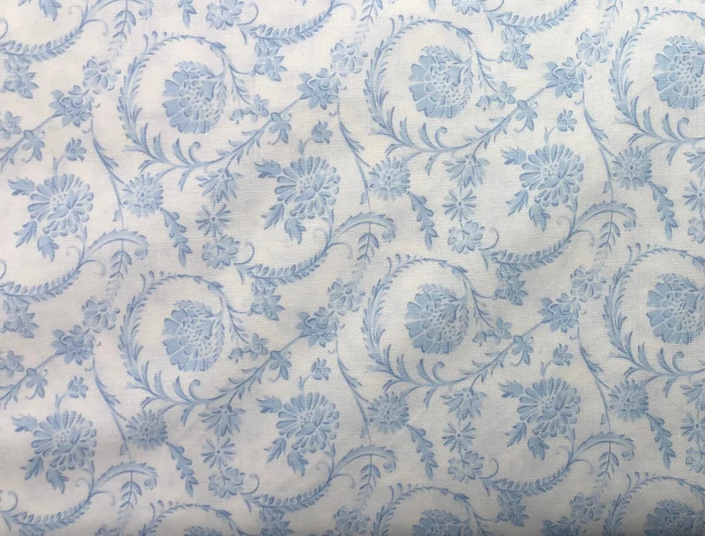 Light Blue Chinoiserie Scroll Floral Cotton Fabric, by the Yard, Apparel Quilting - Etsy | Etsy (Global)