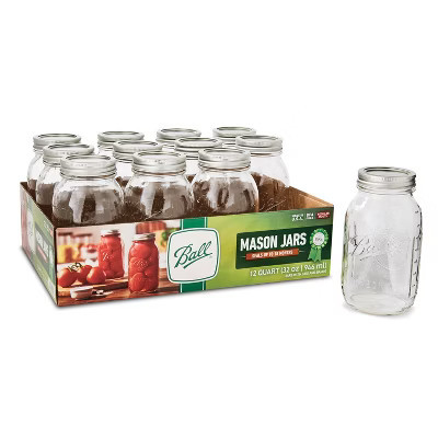 Ball 32oz 12pk Glass Regular Mouth Mason Jar with Lid and Band | Target