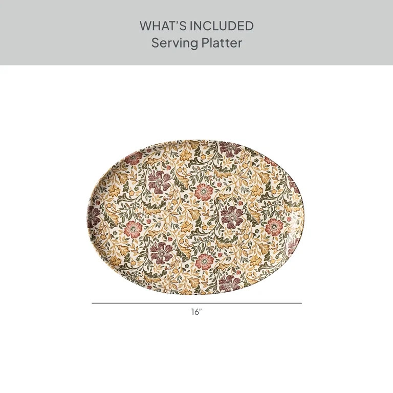Better Homes & Gardens Edith Vine Floral Stoneware Oval Serving Platter, 16" | Walmart (US)