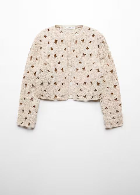 Crochet jacket with openwork details -  Women | Mango USA | MANGO (US)