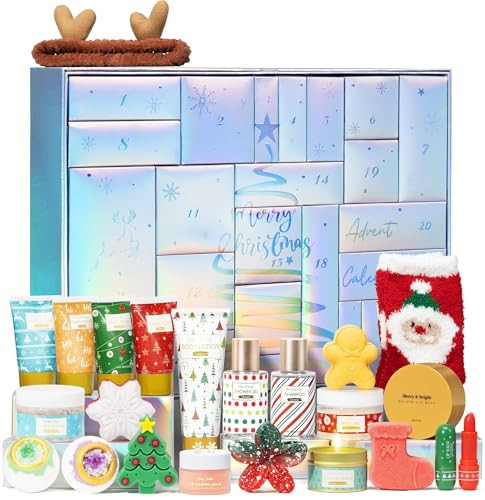 Qinline Advent Calendar 2025 Adult Women - 24 Days Beauty Advent Christmas Countdown Calendar for Teen Girls Luxury Self Care Basket Bath Body Spa Gift Set for Women Wife Mom Girlfriend Sister Grandma | Amazon (US)