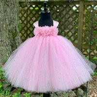 Pink Princess Tutu Dress For Girls - Sparkle Dot Tulle Floral Bodice Toddlers Tutus Baby Birthday Up | Etsy (US)