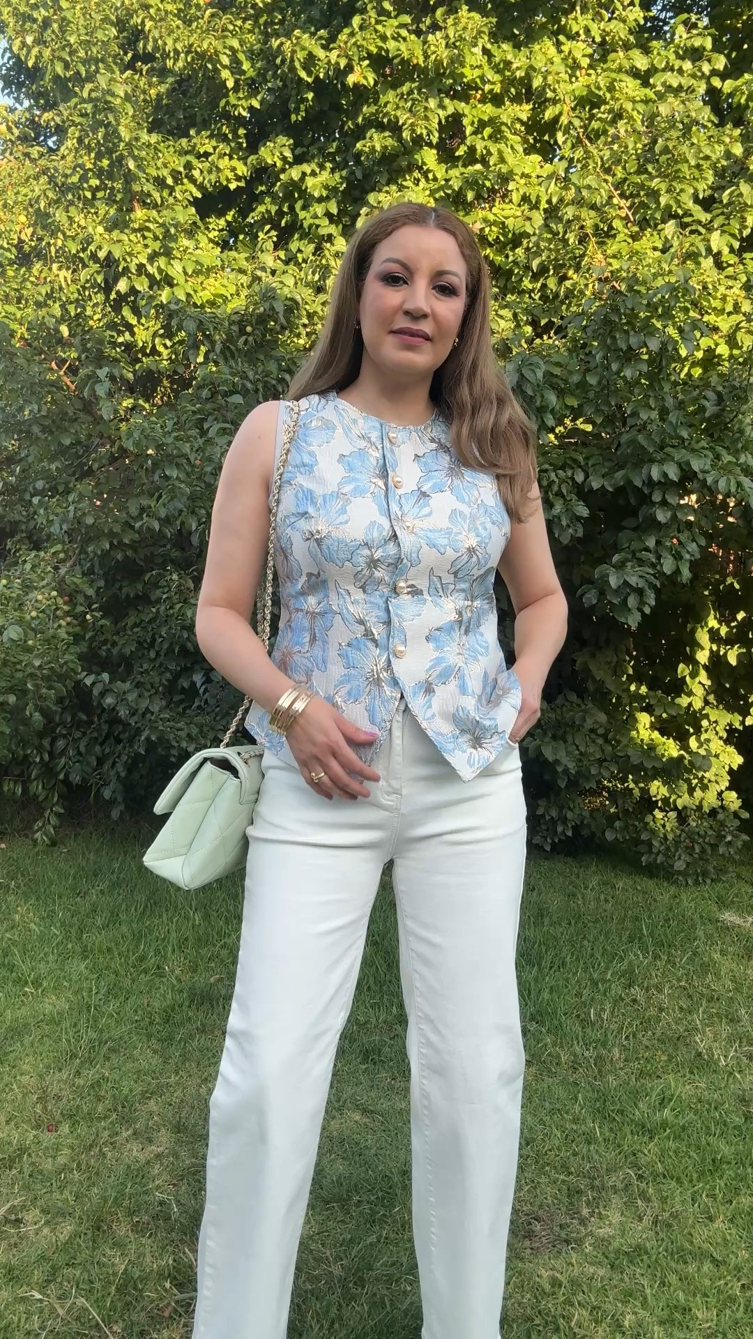 Women's Floral Vintage Button Vest, with Back Lack, Round Neck, Sleeveless, Elegant Casual Shirts.

#LTKOver40 #LTKMidsize #LTKSaleAlert