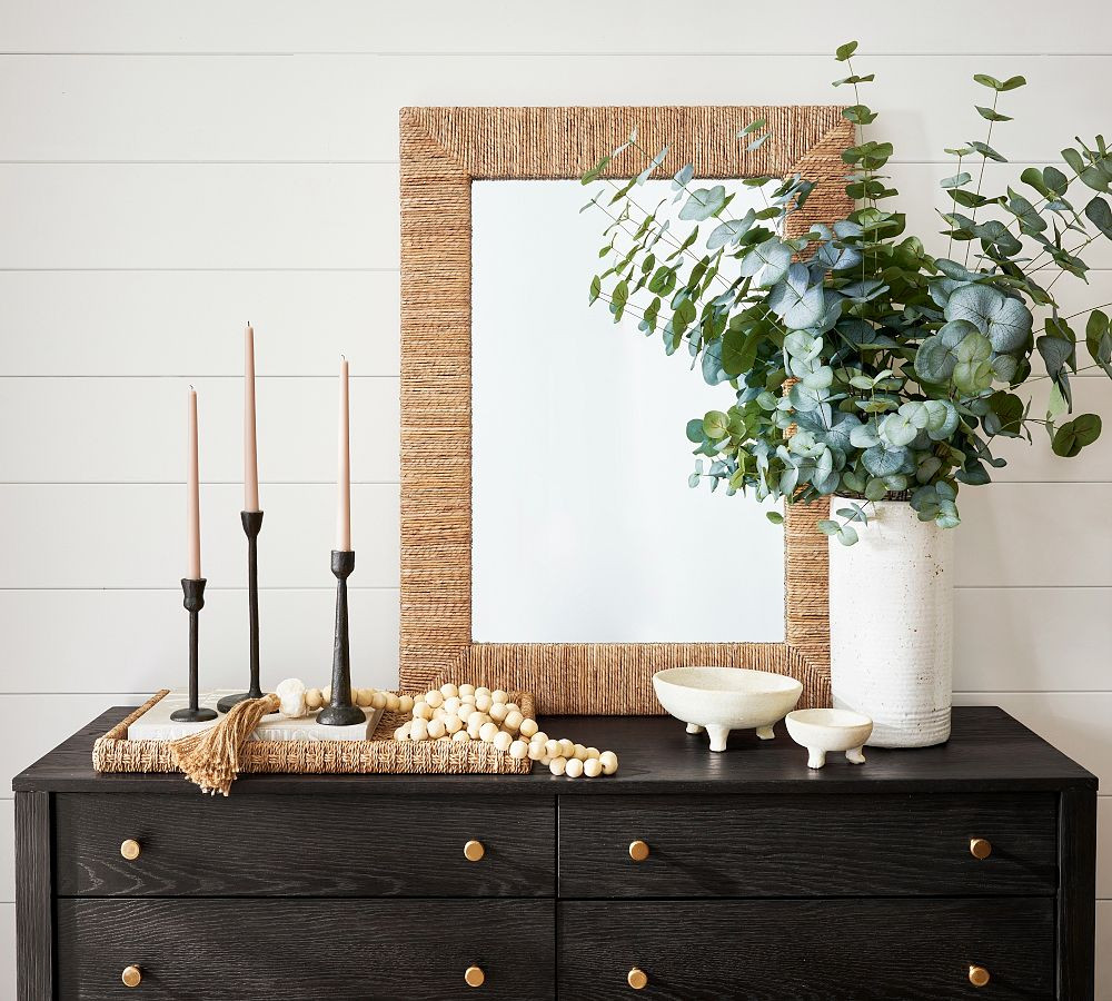 Malibu Handwoven Seagrass Rectangular Mirror | Pottery Barn (US)