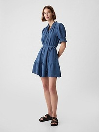 Crinkle Gauze Denim Mini Dress | Gap (US)