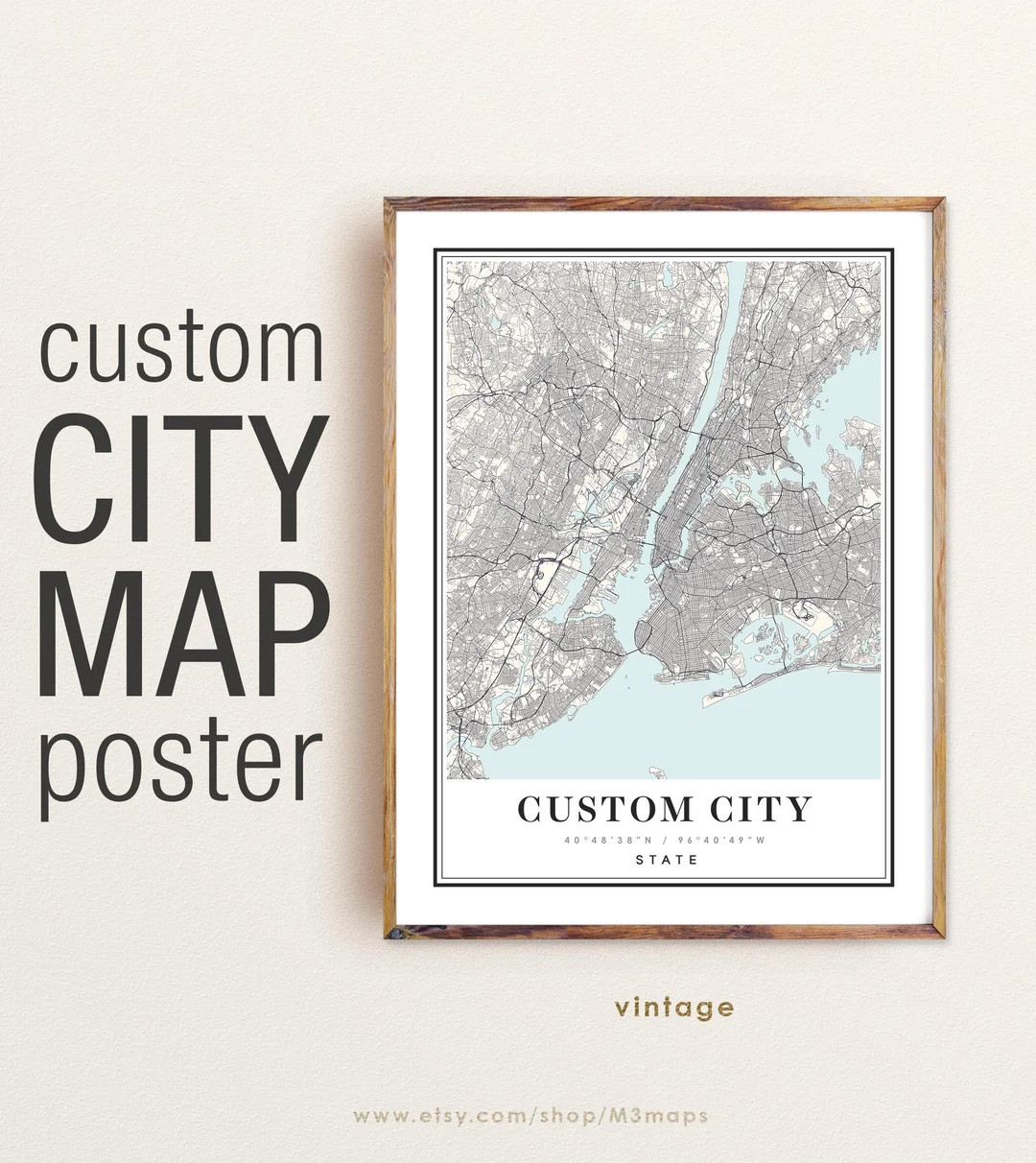 Custom City Map Print: Personalized Wall Art Poster - Etsy | Etsy (US)