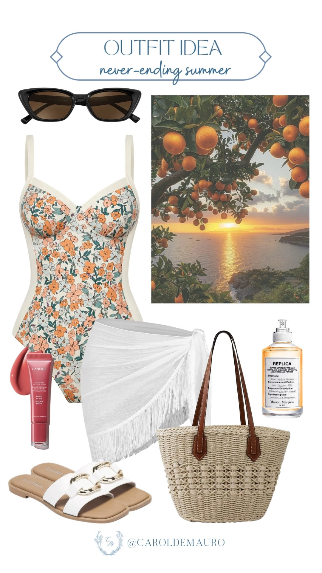never ending summer, outfit idea, summer outfit, resort wear, vacation look, beach ready, pool look, one piece swimsuit, swimsuit cover, raffia bag, summer slides, cat eye sunglasses, tinted lip oil, maison margiela, replica, amazon fashion

#LTKootd #LTKSwim #LTKSeasonal