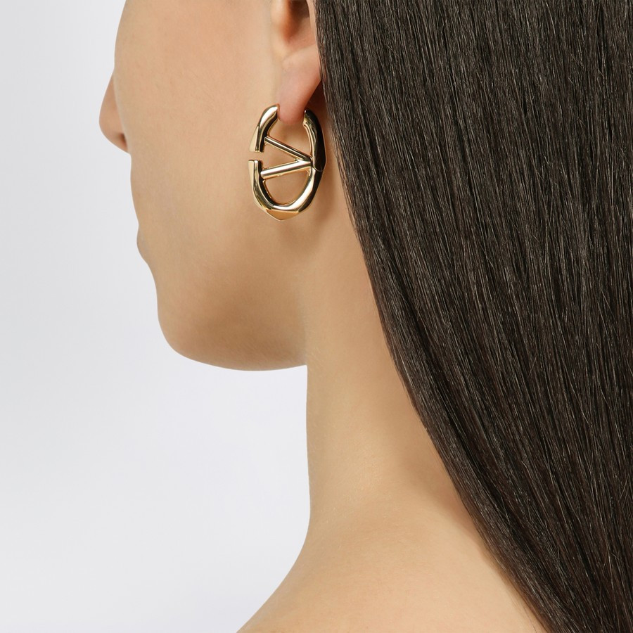 Golden oval VLogo Signature earrings | The Double F