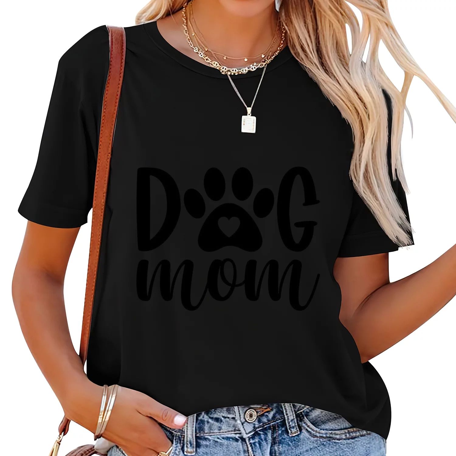 Dog Mom Women's Graphic Tee Shirt - Comfortable Short Sleeve Summer Top with Fashionable Print Do... | Walmart (US)