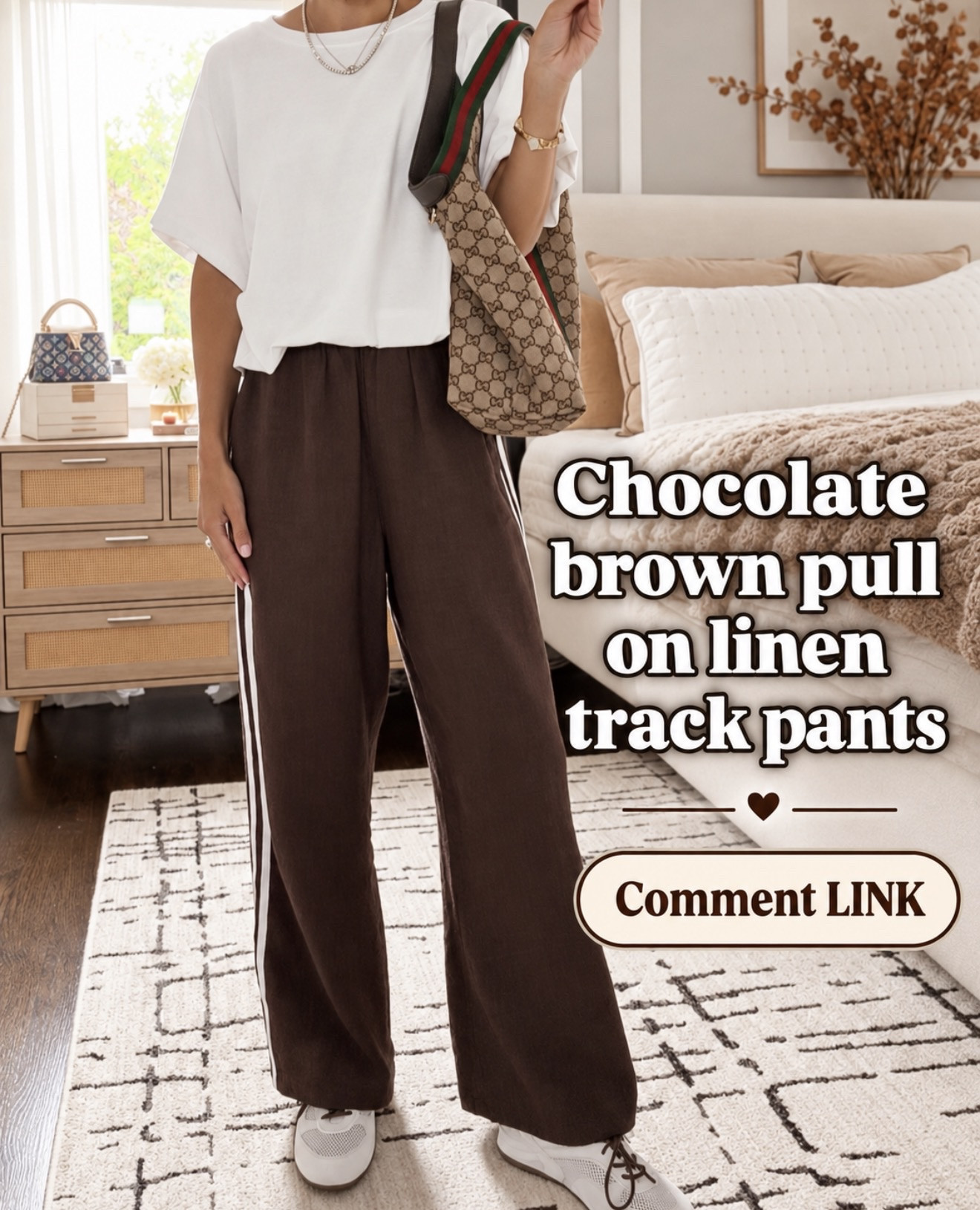 Chocolate brown + a comfy pull-on waist + that sporty stripe 😍 These linen track pants are such an easy fall outfit! Comment LINK and I’ll send you the details.

#LTKOver40 #LTKootd #LTKmomlife