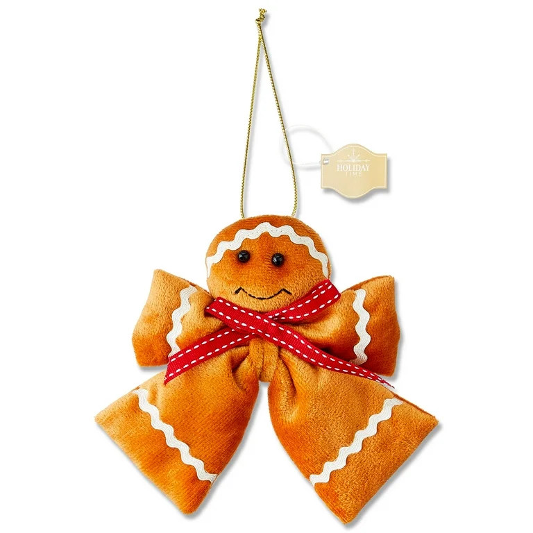 Brown Gingerbread Man Bow Christmas Ornament, 6", by Holiday Time | Walmart (US)