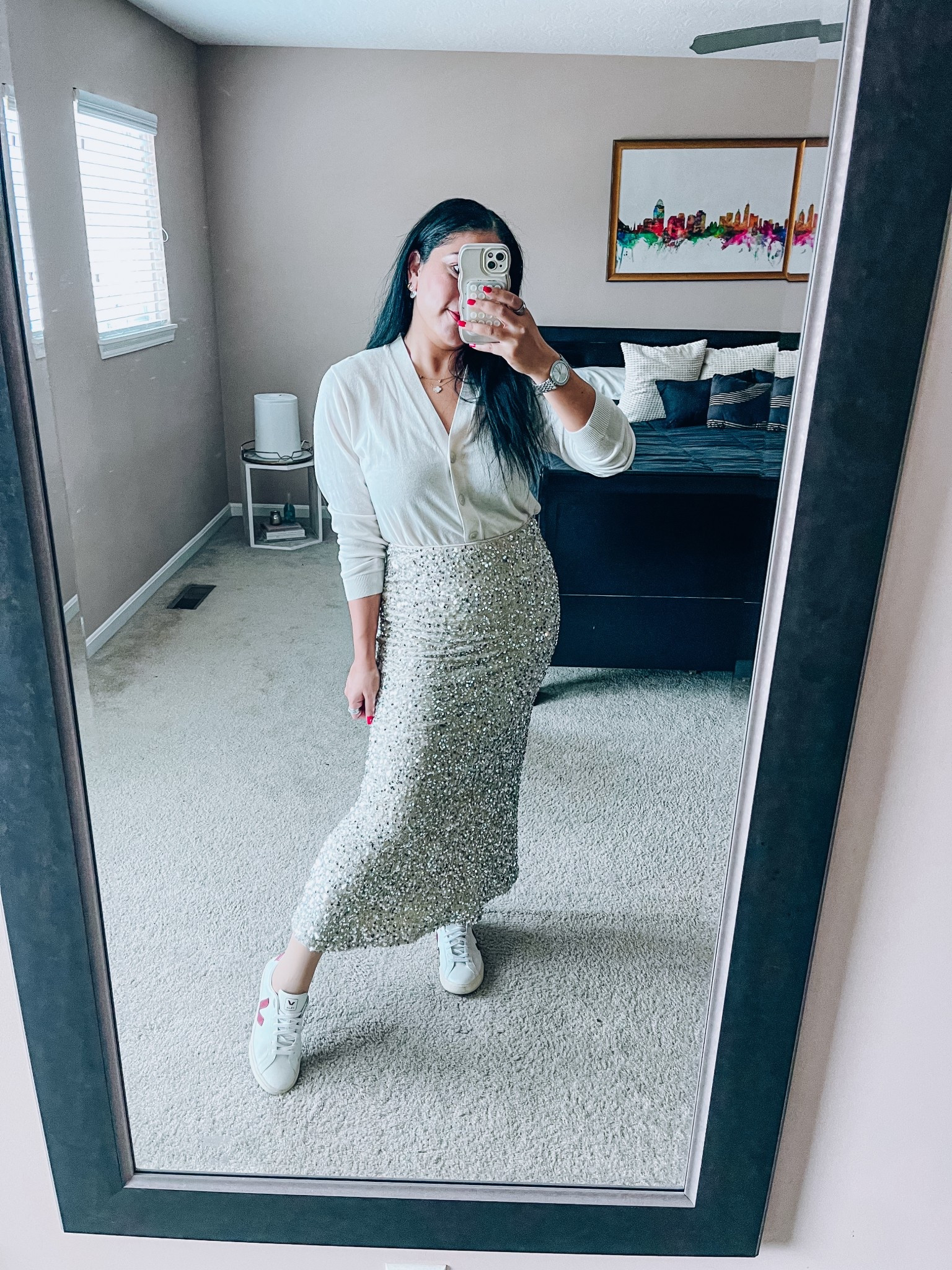 Sequin skirt
Holiday outfit
Veja sneakers
White Christmas 


#LTKdayinmylife #LTKgrwm #LTKHoliday