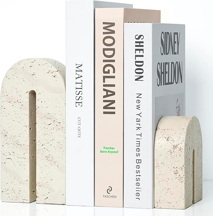 Book Ends for Shelves, Resin Heavy Duty Decorative Bookends, Retro Arch Book Holder for Heavy Boo... | Amazon (US)