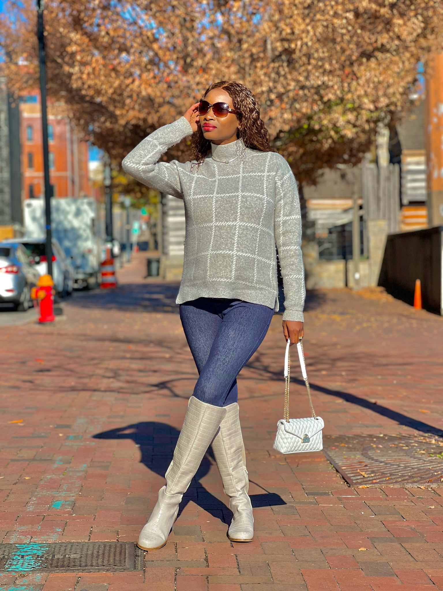 ✨Fall outfit in checkered sweater. Such a simple casual look for everyday wear this cold season. By the way the boots are so comfortable too. 
Shop these pieces I picked for you. 

#LTKSeasonal #LTKshoecrush #LTKstyletip