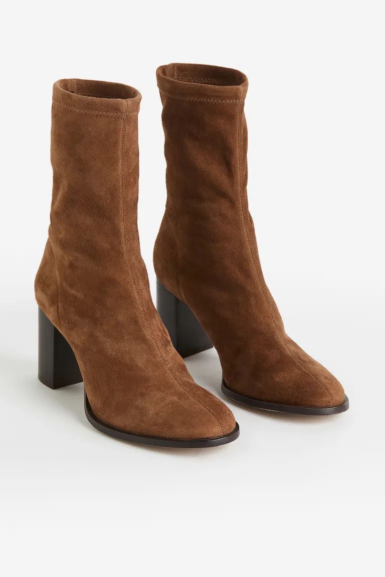 Ankle leather boots - Brown - Ladies | H&M GB | H&M (UK, MY, IN, SG, PH, TW, HK)