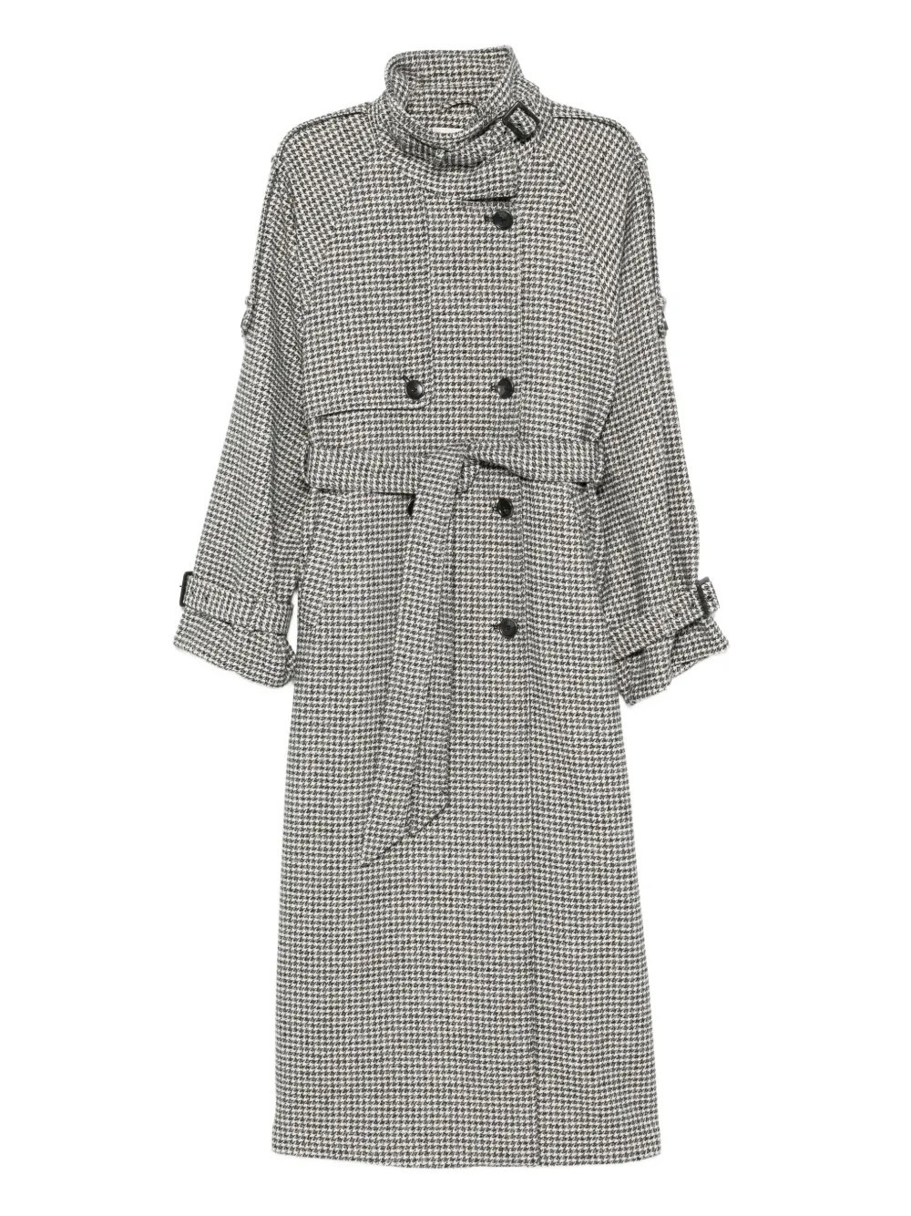 Gestuz houndstooth belted coat - BLACK/WHITE | Farfetch Global