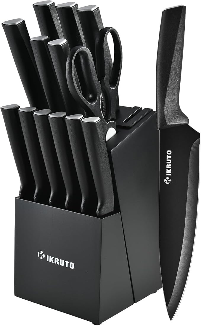 15-Piece Kitchen Knife Set with Block, Built-in Sharpener, Dishwasher Safe, Anti-Slip Handle, and... | Amazon (US)