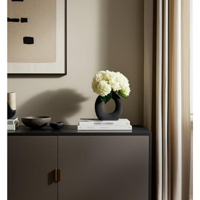 Modern Ceramic Vase - Contemporary Ceramic Flower Holder - Unique Home & Office Decor - Stylish Accent for Bedroom & Living Room - 7" Black | Target