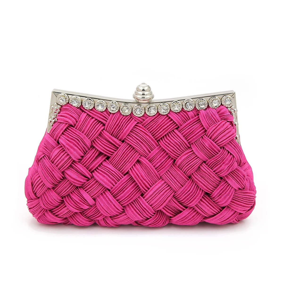 Elegant Braided Pleated Glitter Rhinestone Clutch Evening Bag | Walmart (US)