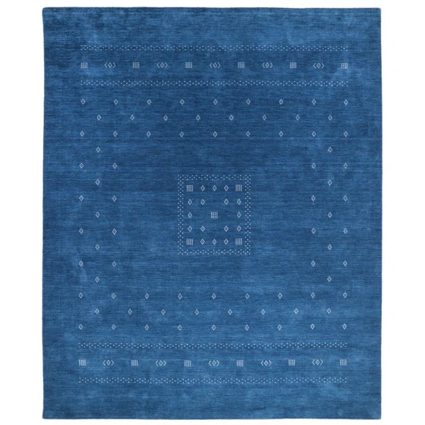 Meera Southwestern Hand-Knotted Sapphire/White Area Rug | Wayfair North America