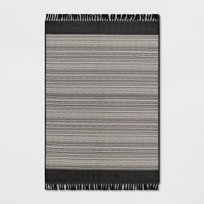 Outdoor Rug Striped Fringe Black - Project 62™ | Target