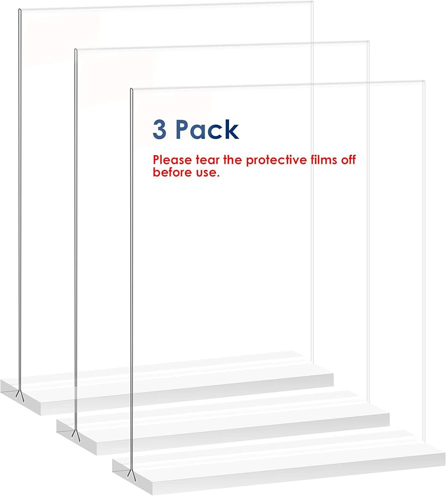 newnewshow 8.5x11 Acrylic Sign Holder 3 Pack Vertical Double-Sided Display (Optional 8.5x11 8.5x5... | Amazon (US)
