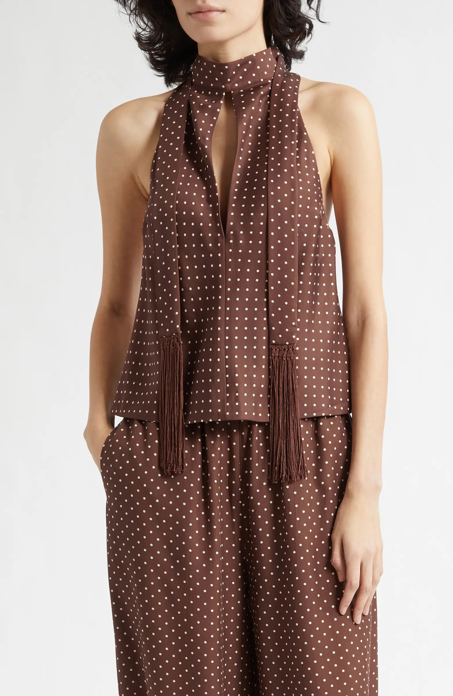 POSSE Phoebe Polka Dot Keyhole Halter Neck Top | Nordstrom | Nordstrom