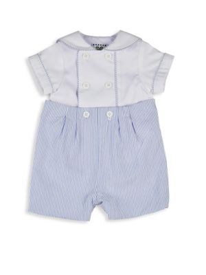 Baby's Two-Piece Double-Breasted Shirt and Stripe Cotton Button-On Shorts Set | Saks Fifth Avenue