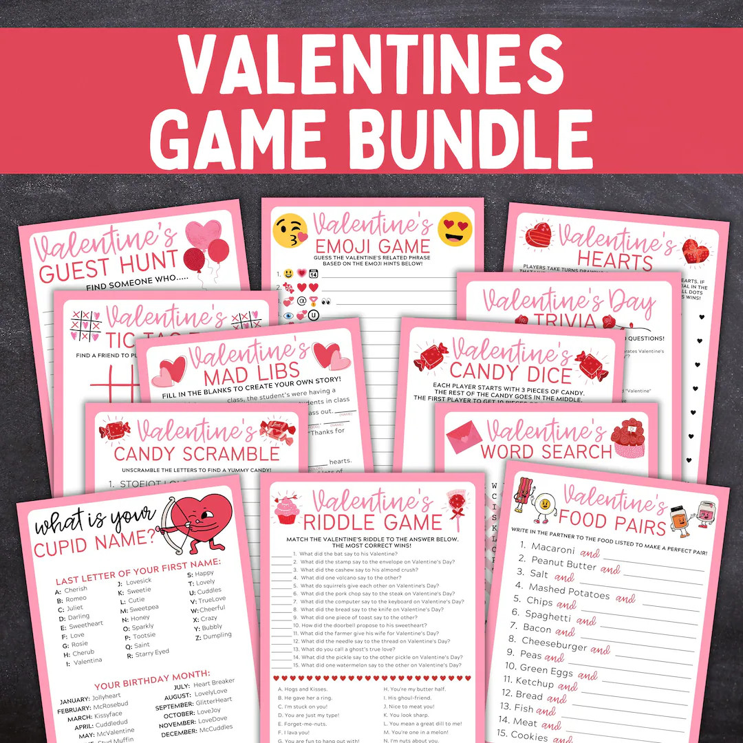 Valentines Day Printable Games | Valentines Games Bundle  | Valentines Kid Games | Valentines Par... | Etsy (US)
