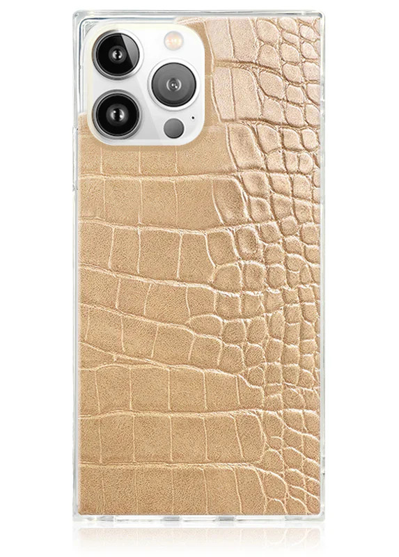 SQUARE® Tan Crocodile Faux Leather iPhone Case | FLAUNT