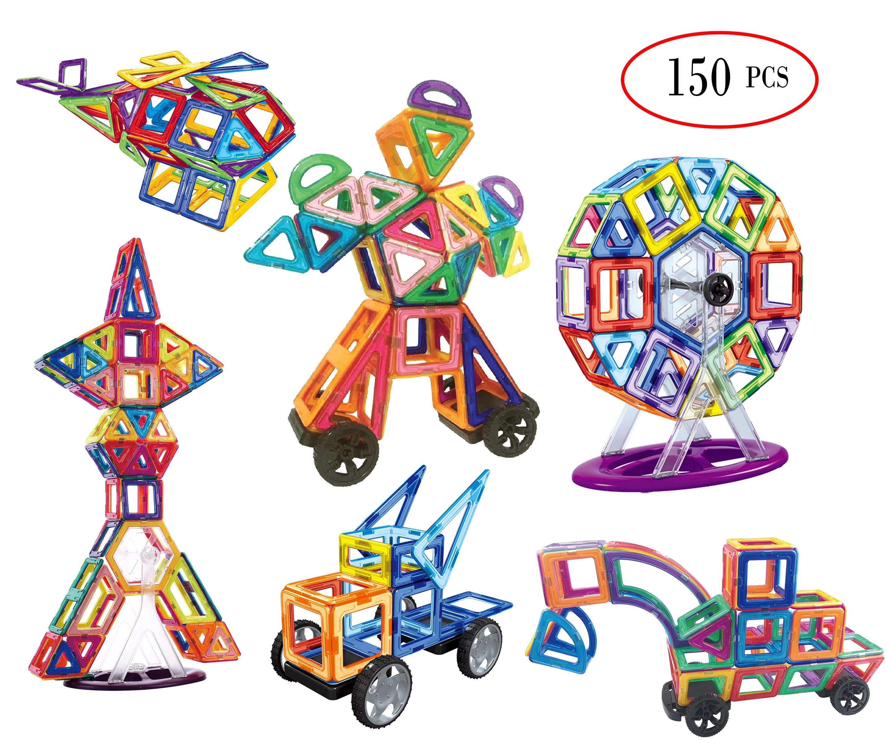 150 Piece Magnetic Tiles magnetic Building Blocks Toys for Kids | Walmart (US)
