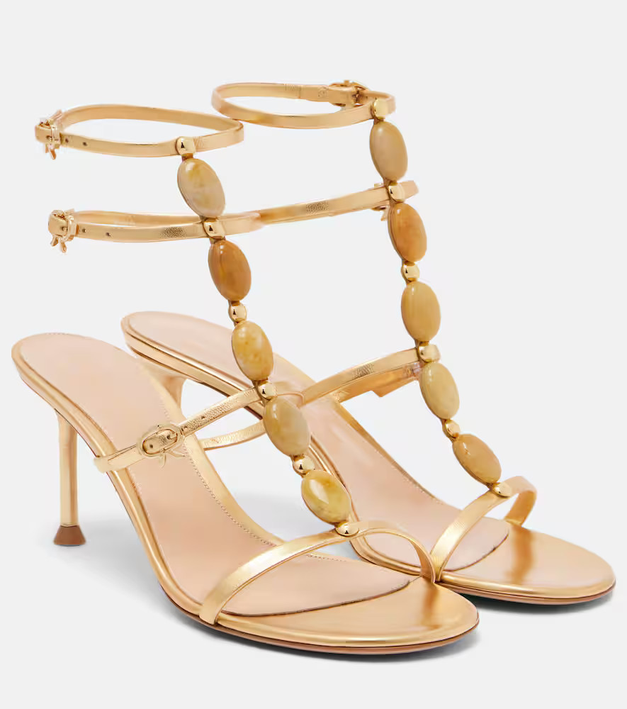 Gianvito Rossi Shanti 70 embellished leather sandals | Mytheresa (UK)