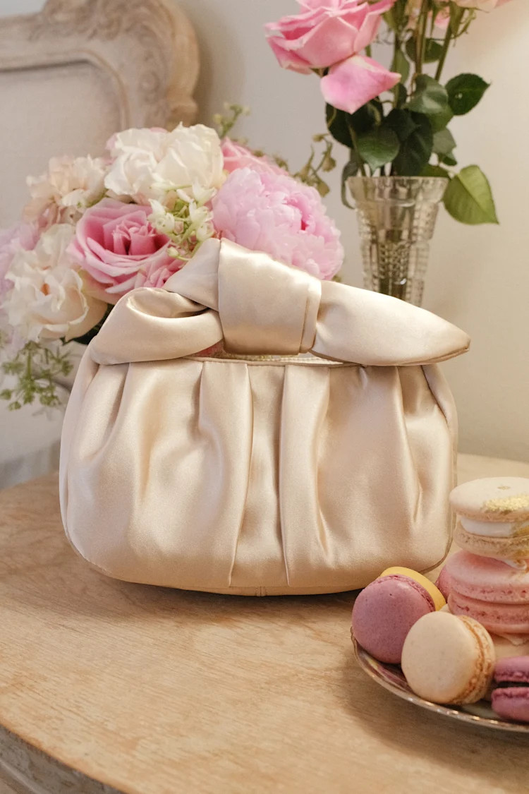 Essential Style Champagne Satin Knot Handle Clutch Bag | Lulus