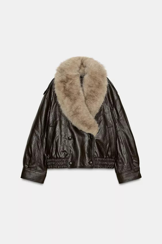 FAUX LEATHER JACKET WITH DETACHABLE COLLAR | Zara UK