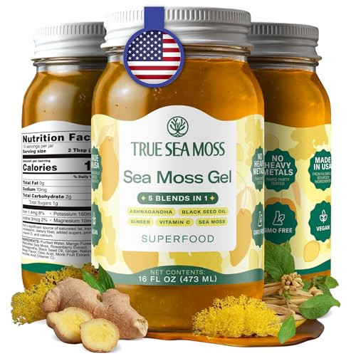 TrueSeaMoss Sea Moss Gel – Made in USA – 5-in-1 Formula – Wildcrafted Seamoss, Ashwagandha & Jarred Vegetables – Ashwagandha, Pack of 1 (Labels may Vary) | Amazon (US)