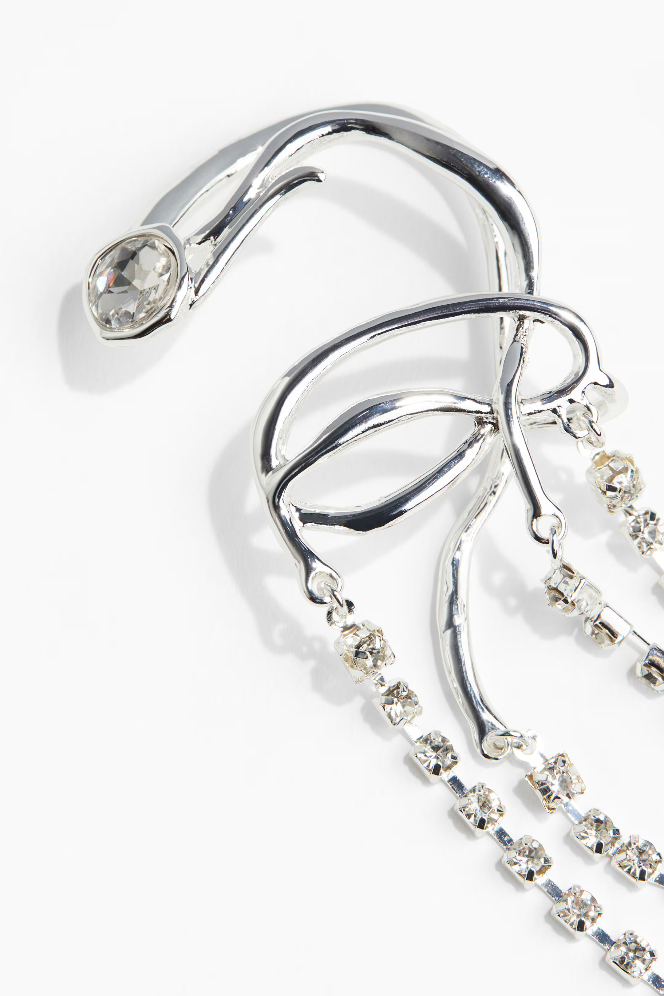 Rhinestone-Pendant Ear Cuff - Silver-colored - Ladies | H&M US | H&M (US + CA)