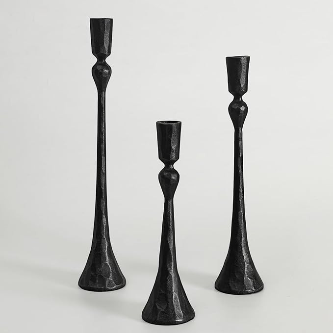 Vintage Cast Iron Taper Candle Holder - Set of 3 Decorative Candle Stand, Candlestick Holder for ... | Amazon (US)