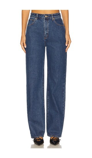 Carrie Straight Jeans in Mid Blue | Revolve Clothing (Global)
