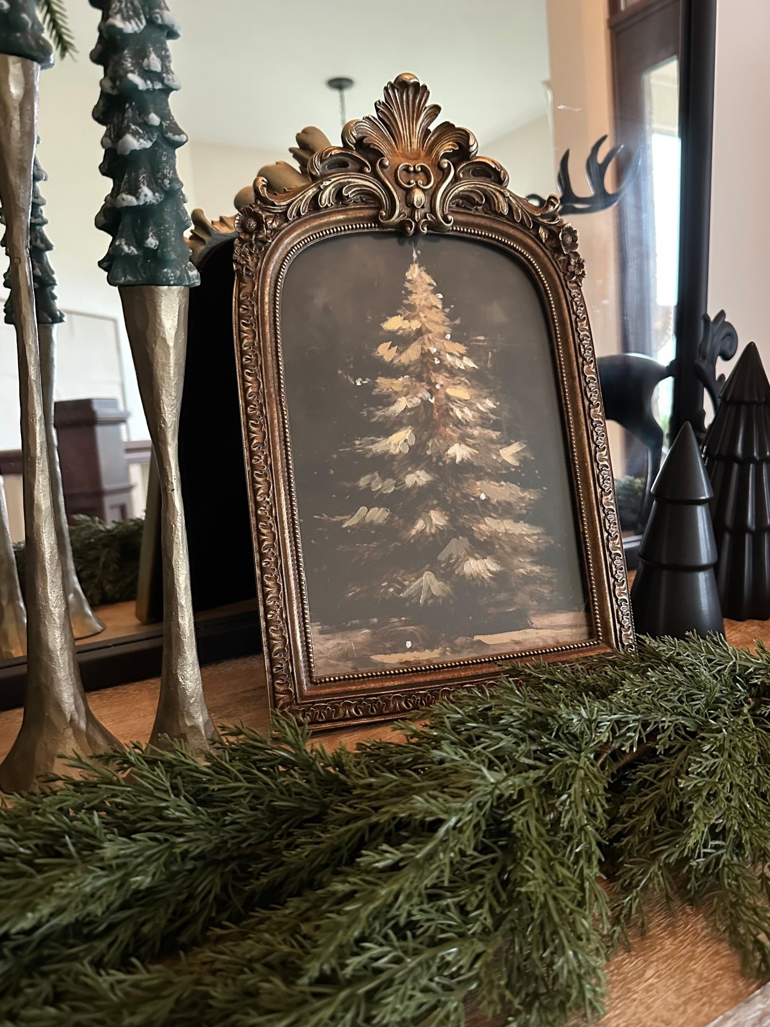 This antique-style winter tree print adds the perfect touch of cozy, vintage charm to any holiday vignette 🤍🌲 

#winterartprint #vintageChristmasdecor #neutralholidaydecor #framedtabletopart #antiqueframeChristmasdecor #wintertreeartwork #cozyholidaystyling #Christmasshelfdecor #mantledecorideas.

#LTKHome #LTKHoliday #LTKSeasonal