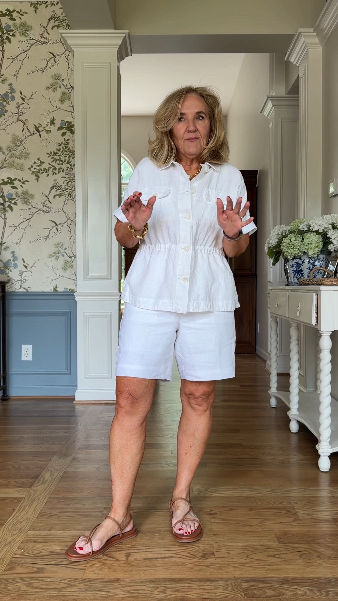 All white moment! This linen jacket can double as a top. Size medium 
Linen shirts lined sized 8 petite 
Travel. Vacation outfit summer style

#LTKOver40 #LTKSaleAlert #LTKTravel