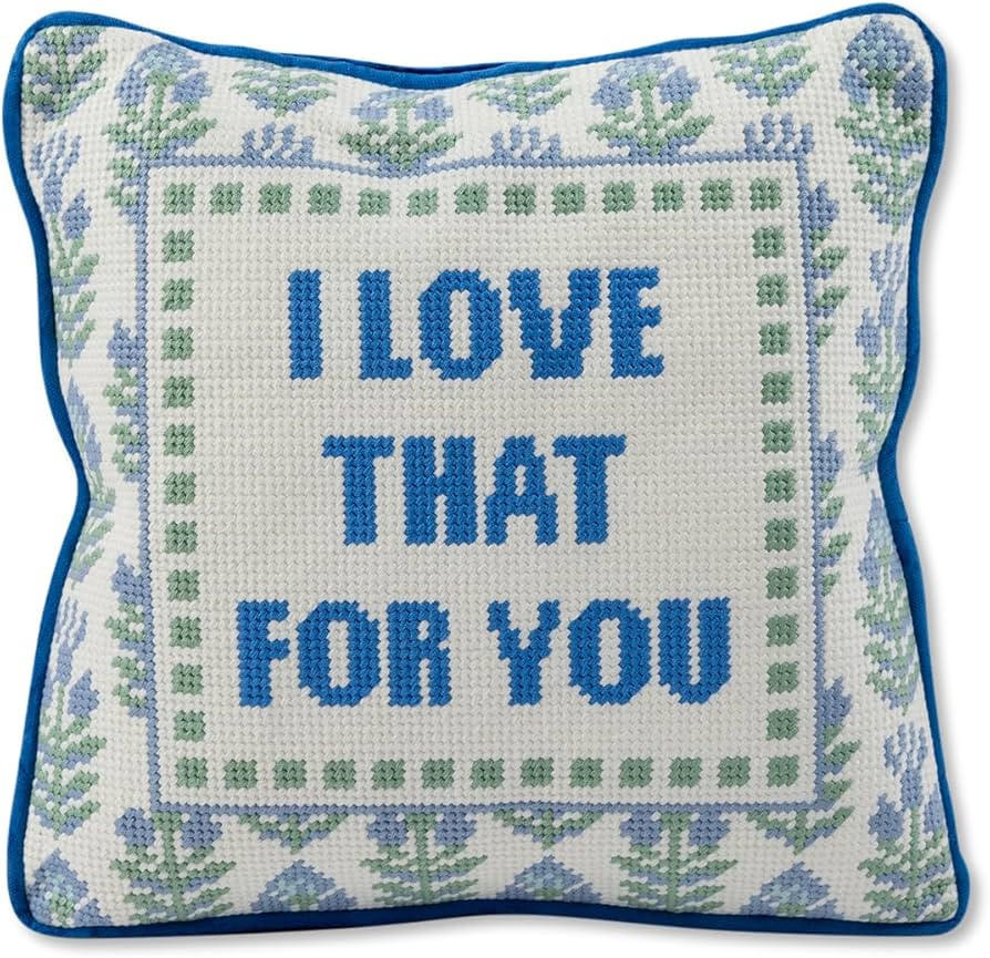FURBISH Needlepoint Decorative Throw Pillow - Love that for You - 10" x 10" - Small Embroidered A... | Amazon (US)