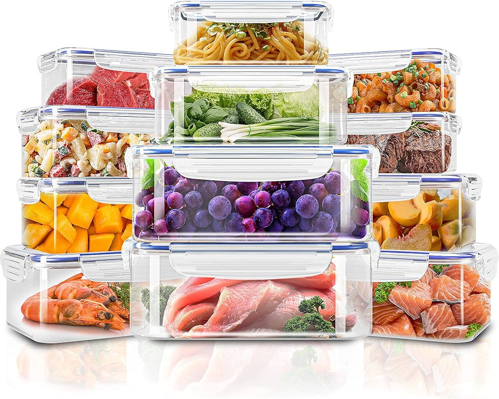 Utopia Kitchen Plastic Food Storage Container Set with Airtight Lids - Pack of 24 (12 Containers ... | Amazon (US)